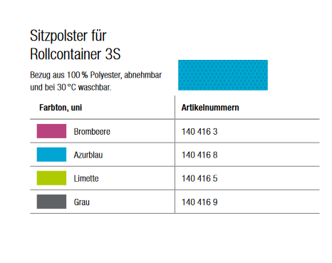 Paidi Sitzpolster ( Polyester ) für Rollcontainer 3S Marco Jaro