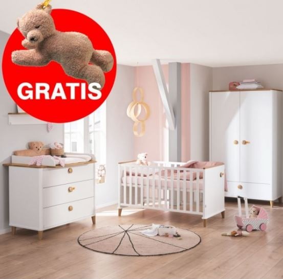 Steiff by Paidi Babyzimmer Lotte &amp; Fynn mit Gratis Bär - Kleiderschrank 2-türig