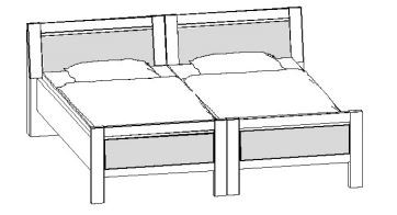 Interliving - Twin Betten Kopfteil Holz-Rahmen - Serie 1018