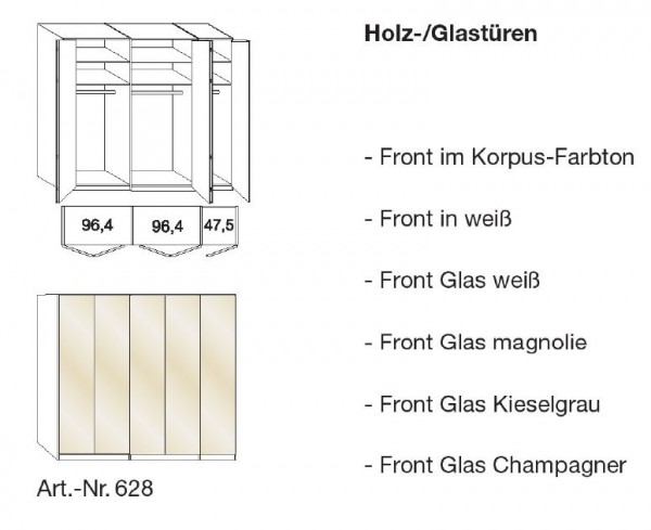 Wiemann Loft - Gleittüren-Panoramaschrank - BxH: 250x216 cm