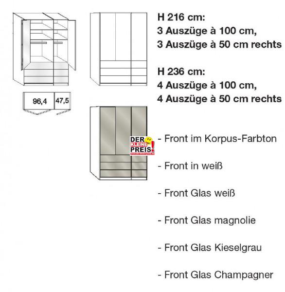 Wiemann Loft - Gleittüren-Panoramaschrank - mit 8 Auszügen - BxH: 150x236cm