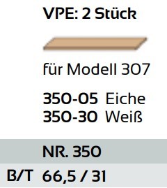 Voss-Möbel - Santina - Einlegeboden für Modell 307 - 350 (2-ER Set)