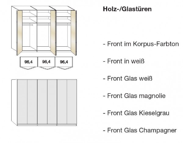 Wiemann Loft - Gleittüren-Panoramaschrank - BxH: 300x236 cm