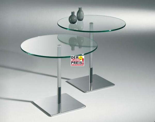 Hasse Beistell-Tisch Modell 8506 / 8507 - Tischplatte in Klarglas, Eiche oder Nussbaum