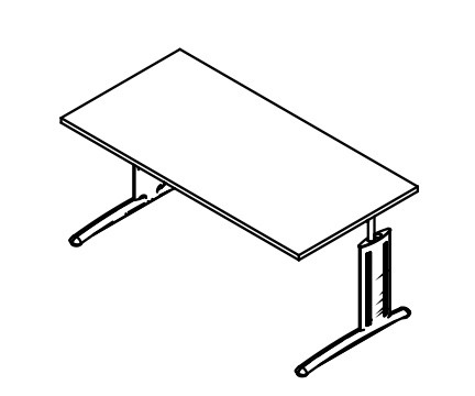 Röhr-Bush - Techno 019 - Schreibtisch mit Rechteckplatte - C-Fuß-Gestell - 80er Tiefe - 200 cm