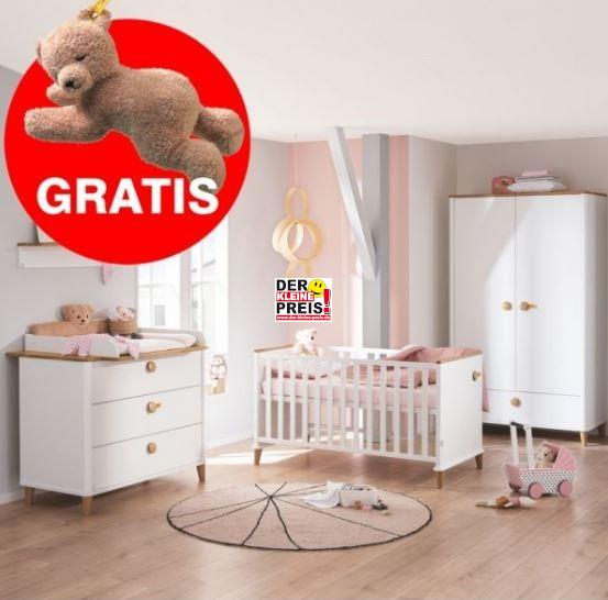 Steiff by Paidi Babyzimmer Lotte &amp; Fynn mit Gratis Bär - Kleiderschrank 2-türig